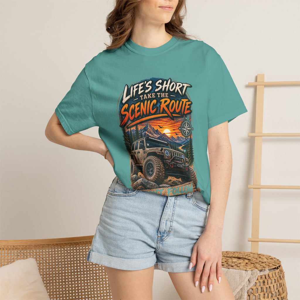 Scenic Route Off-Road T-Shirt — "Life's Short, Take the Scenic Route" Jeep Adventure Tee