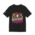 Raised Right Acting Wrong Tee — Cow Skull, Sunflower & Leopard Bandana Graphic Shirt