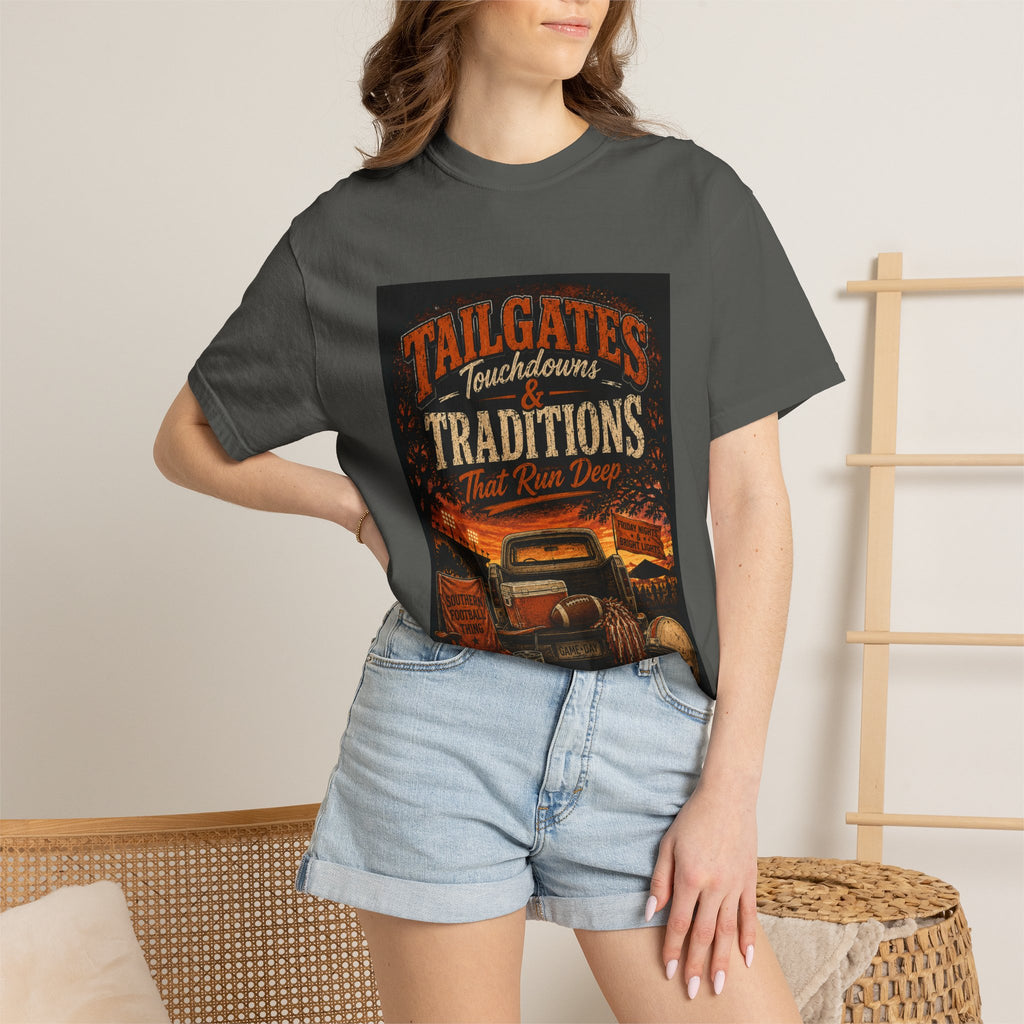 Tailgates & Touchdowns T-Shirt — Tailgate Traditions Football Game Day Tee