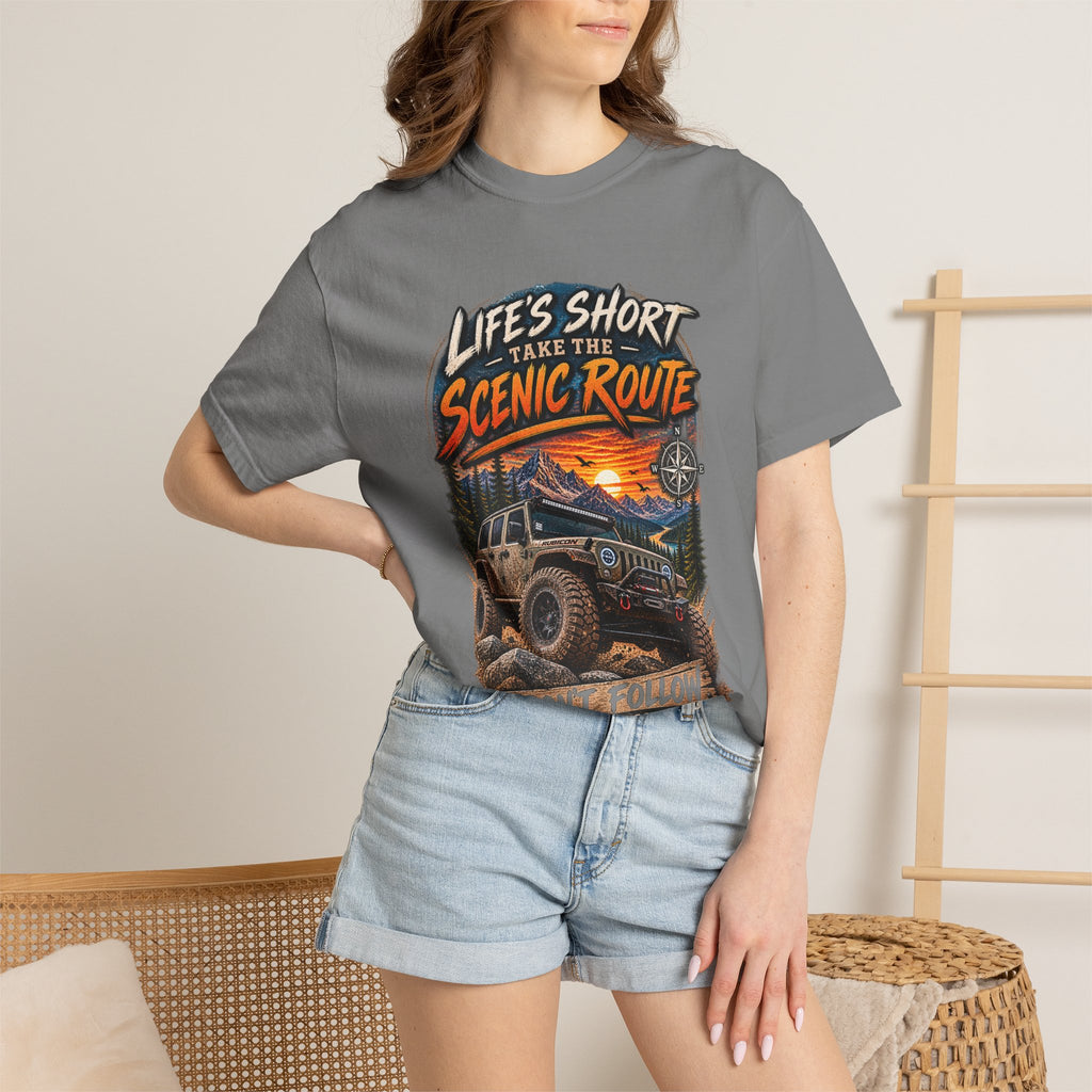 Scenic Route Off-Road T-Shirt — "Life's Short, Take the Scenic Route" Jeep Adventure Tee