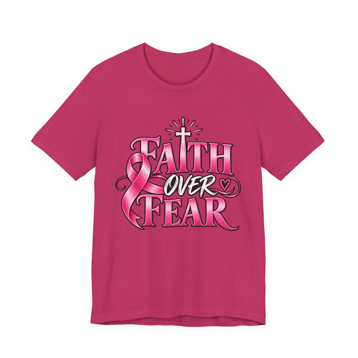 Faith Over Fear Breast Cancer Awareness Shirt – Pink Ribbon Graphic Tee