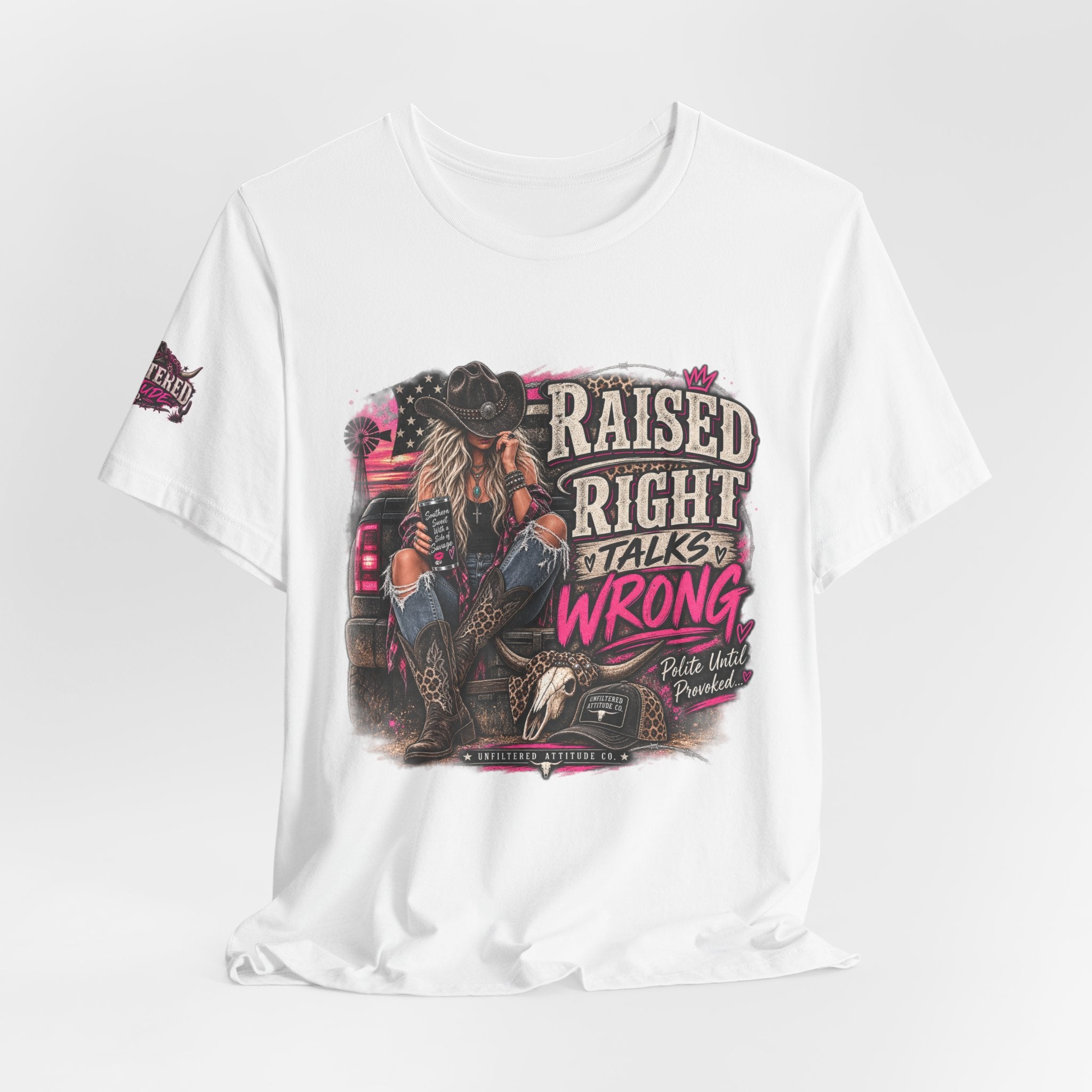Raised Right Talks Wrong Graphic Tee — Country Cowgirl Western Shirt