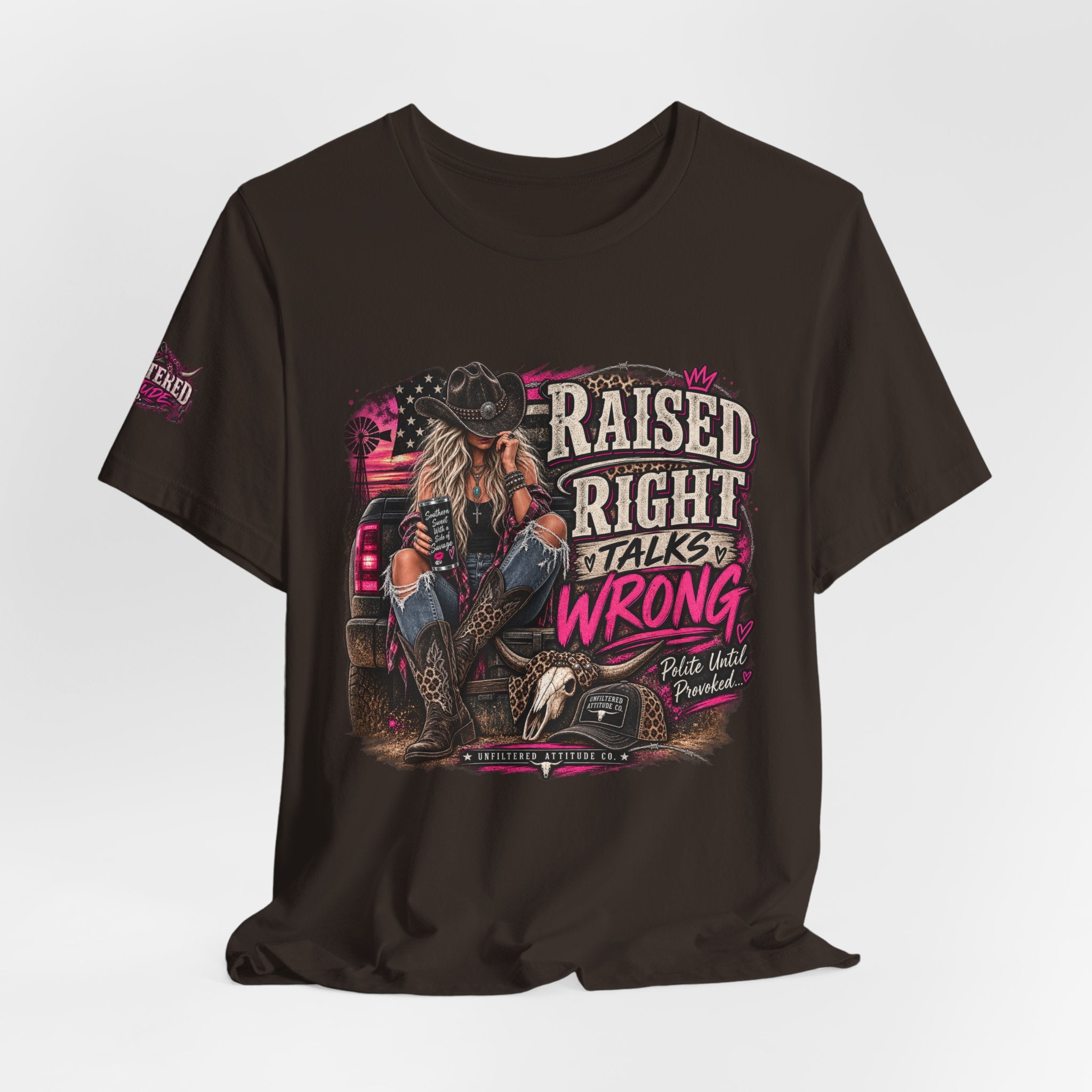 Raised Right Talks Wrong Graphic Tee — Country Cowgirl Western Shirt