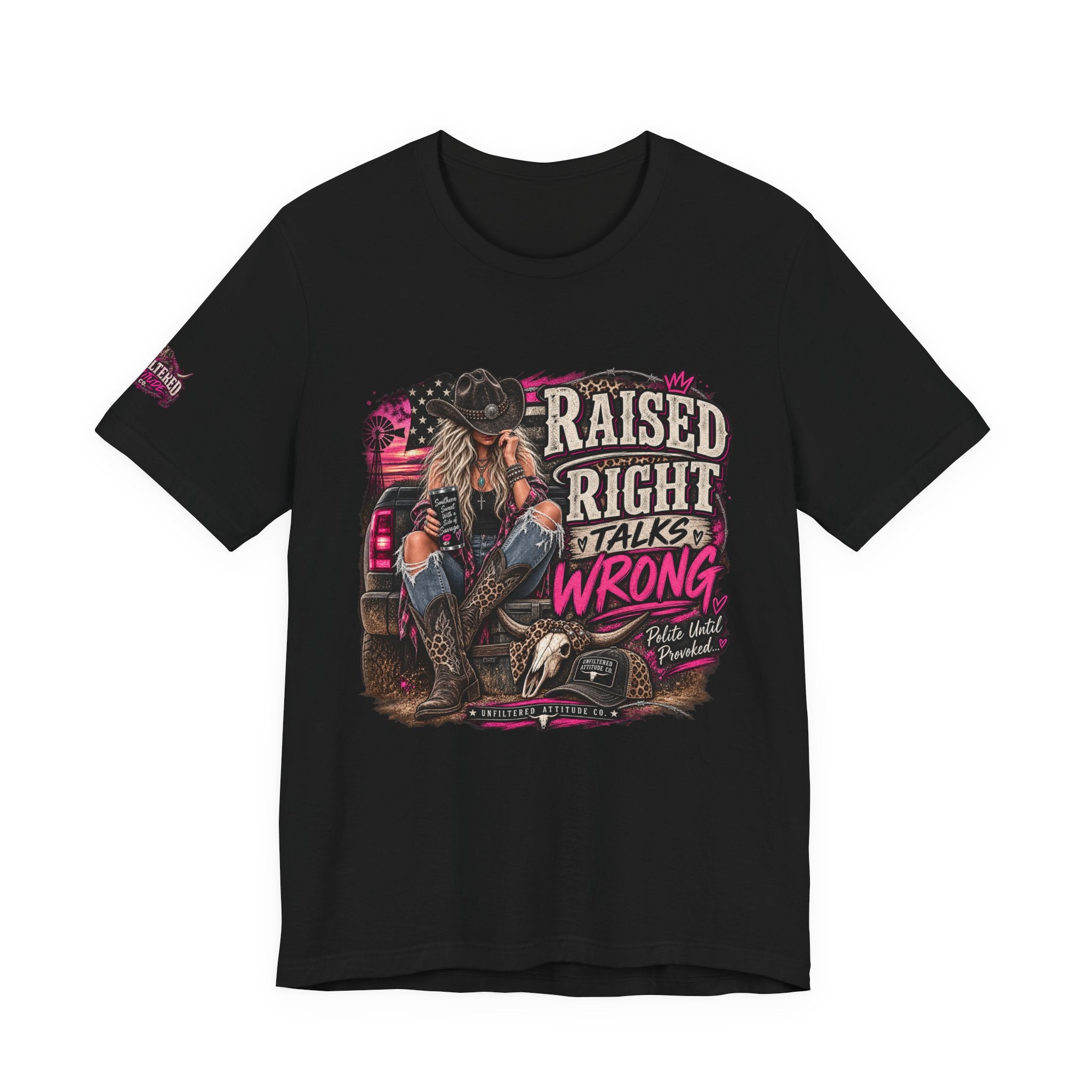 Raised Right Talks Wrong Graphic Tee — Country Cowgirl Western Shirt