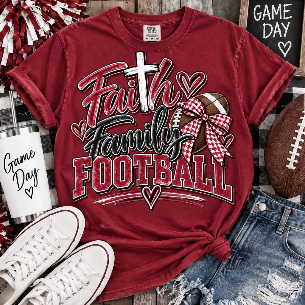 Faith Family Football T-Shirt – Southern Game Day Tee