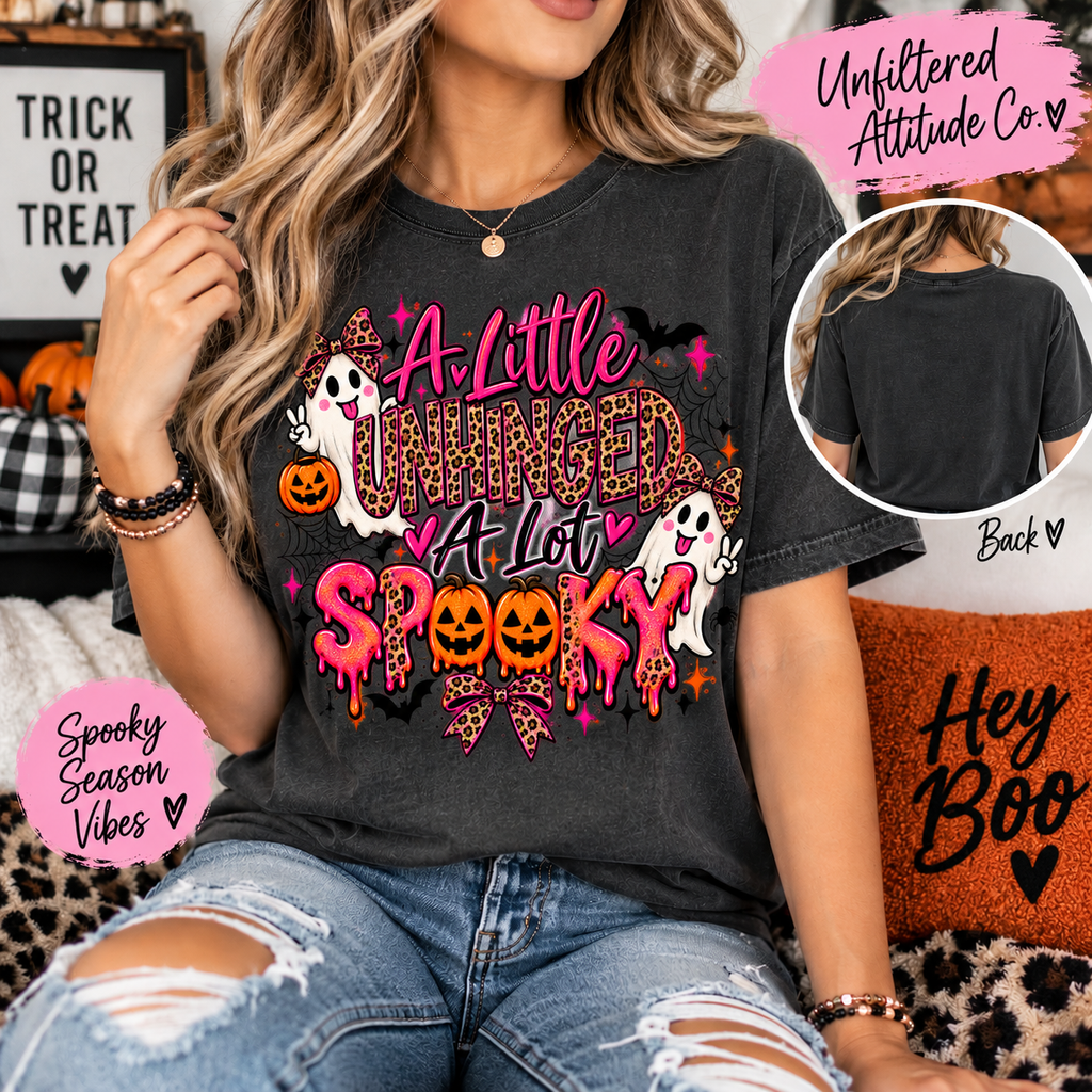 A Little Unhinged, A Lot Spooky – Leopard Print Halloween Graphic Tee