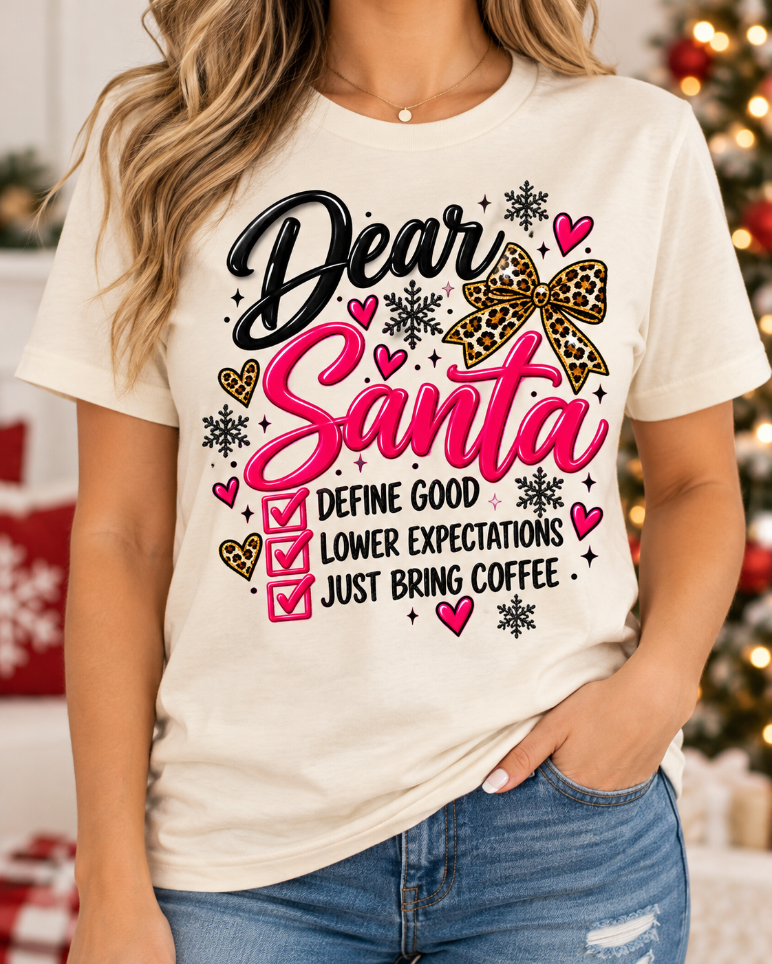 Dear Santa Define Good Funny Christmas Graphic Tee