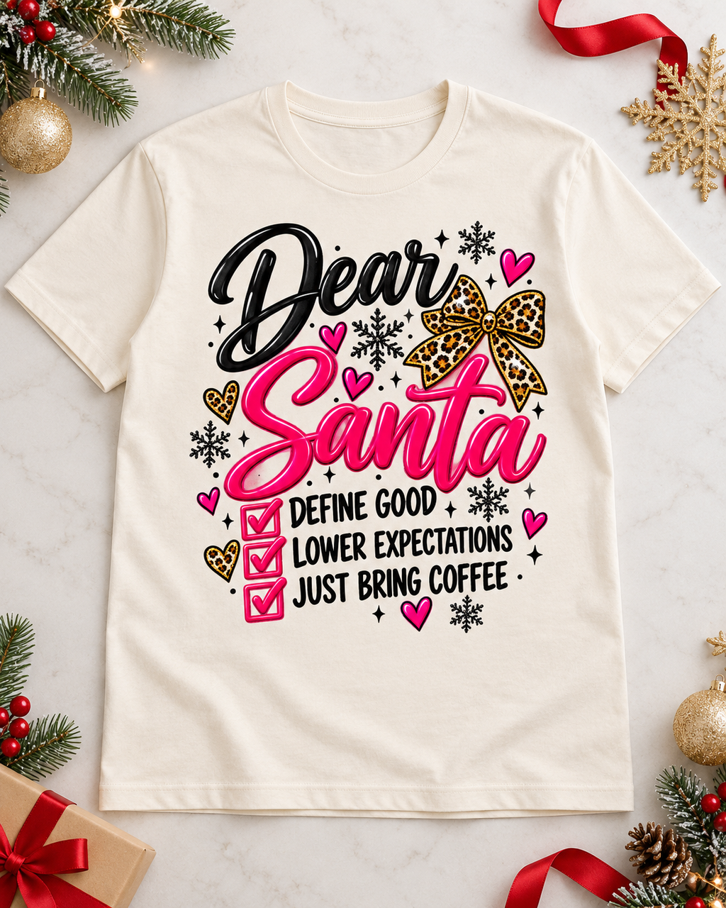 Dear Santa Define Good Funny Christmas Graphic Tee