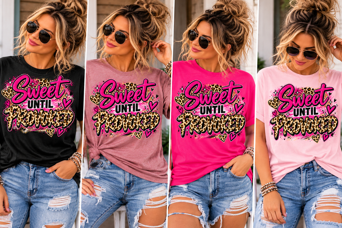 Sweet Until Provoked – Women's Sassy Leopard Print Graphic Tee