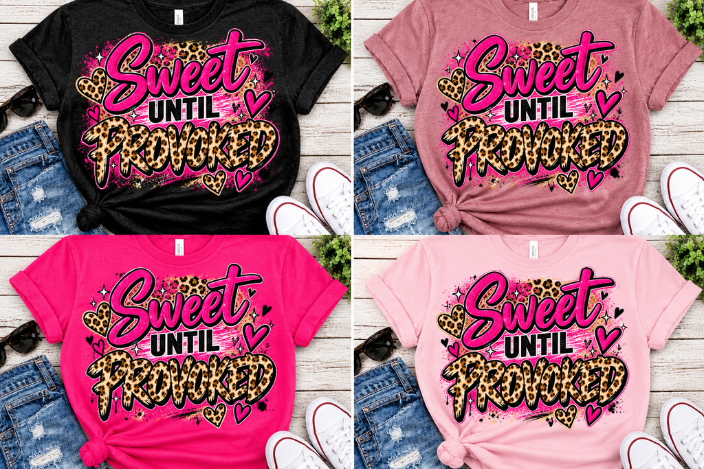 Sweet Until Provoked – Women's Sassy Leopard Print Graphic Tee