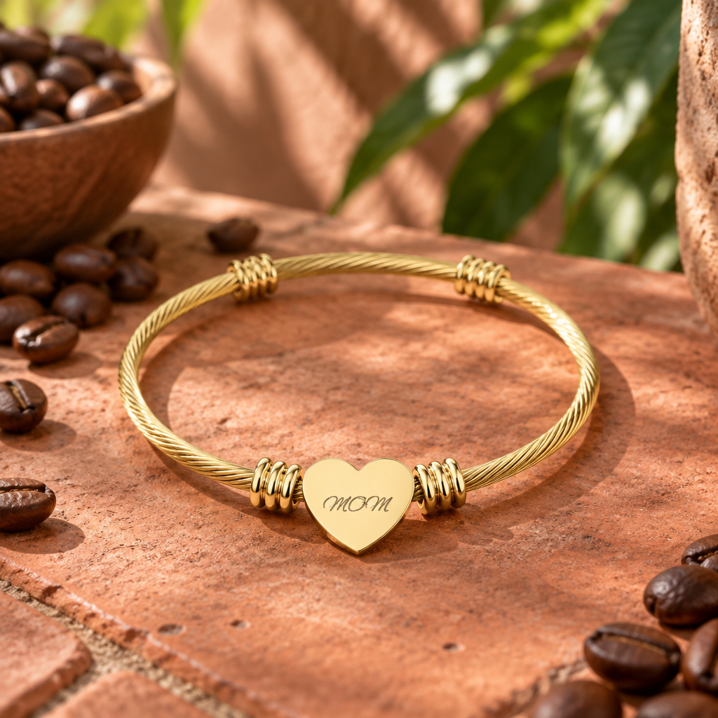 Heart Cuff Bracelet – Personalized Engraving Jewelry Gift