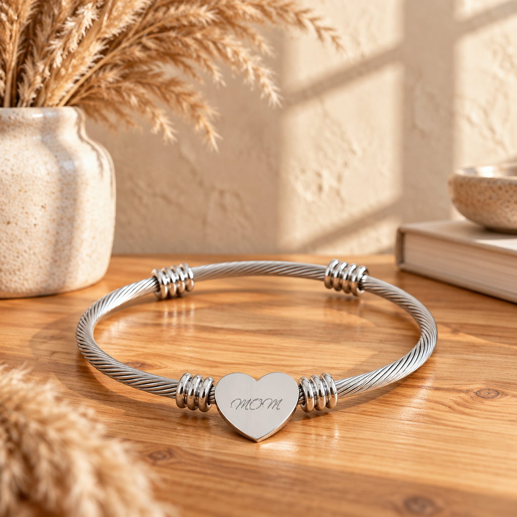 Heart Cuff Bracelet – Personalized Engraving Jewelry Gift