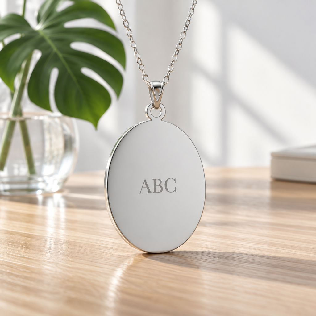 Personalized Oval Initial Necklace – Custom Engraved Pendant