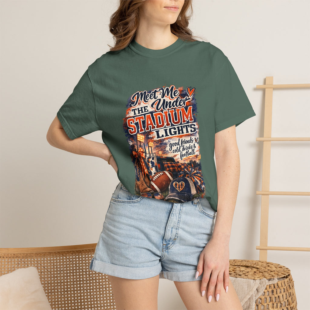Stadium Lights Football Graphic T-Shirt — "Meet Me Under the Stadium Lights"