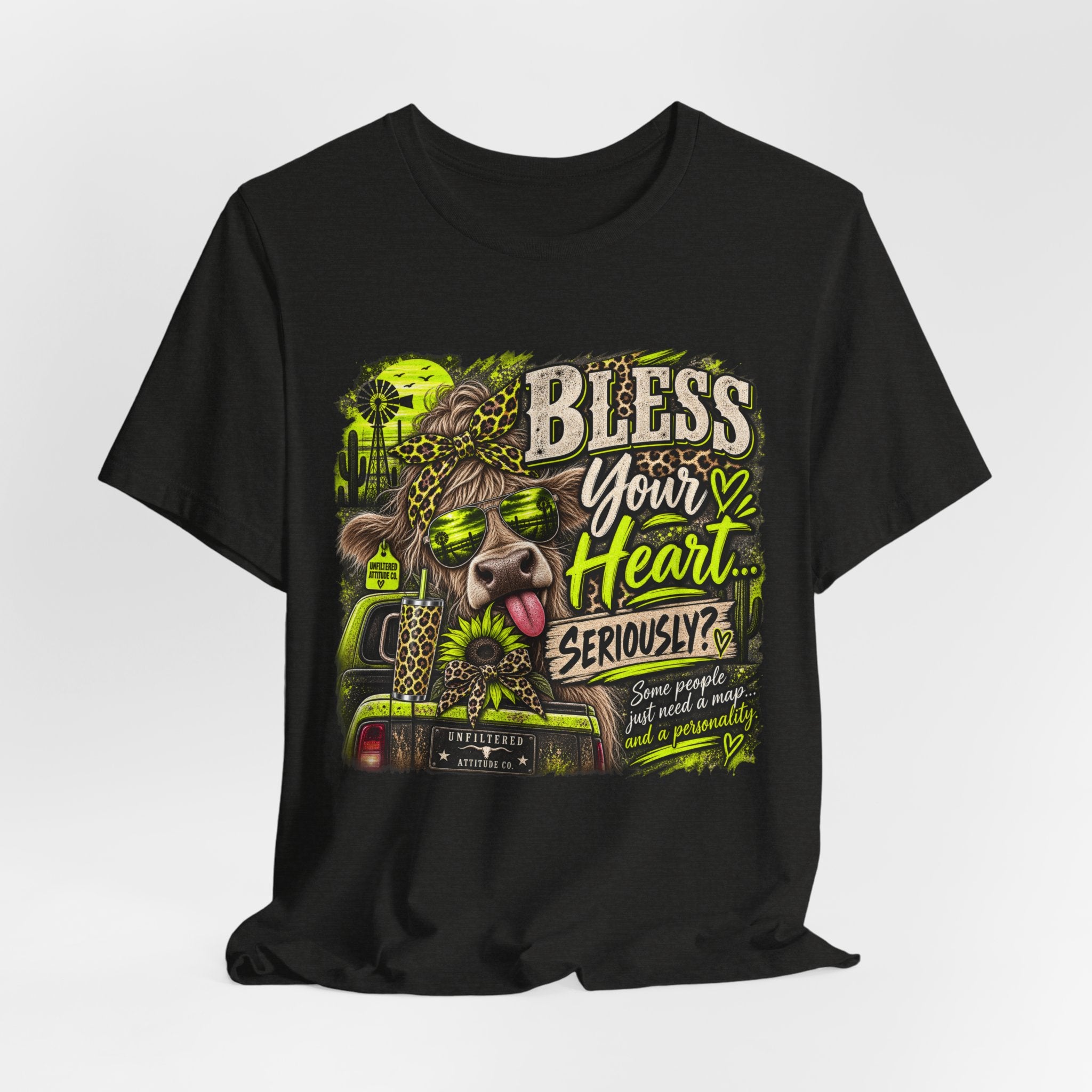 T‑Shirt — "Bless Your Heart... Seriously?" Cow Graphic Tee