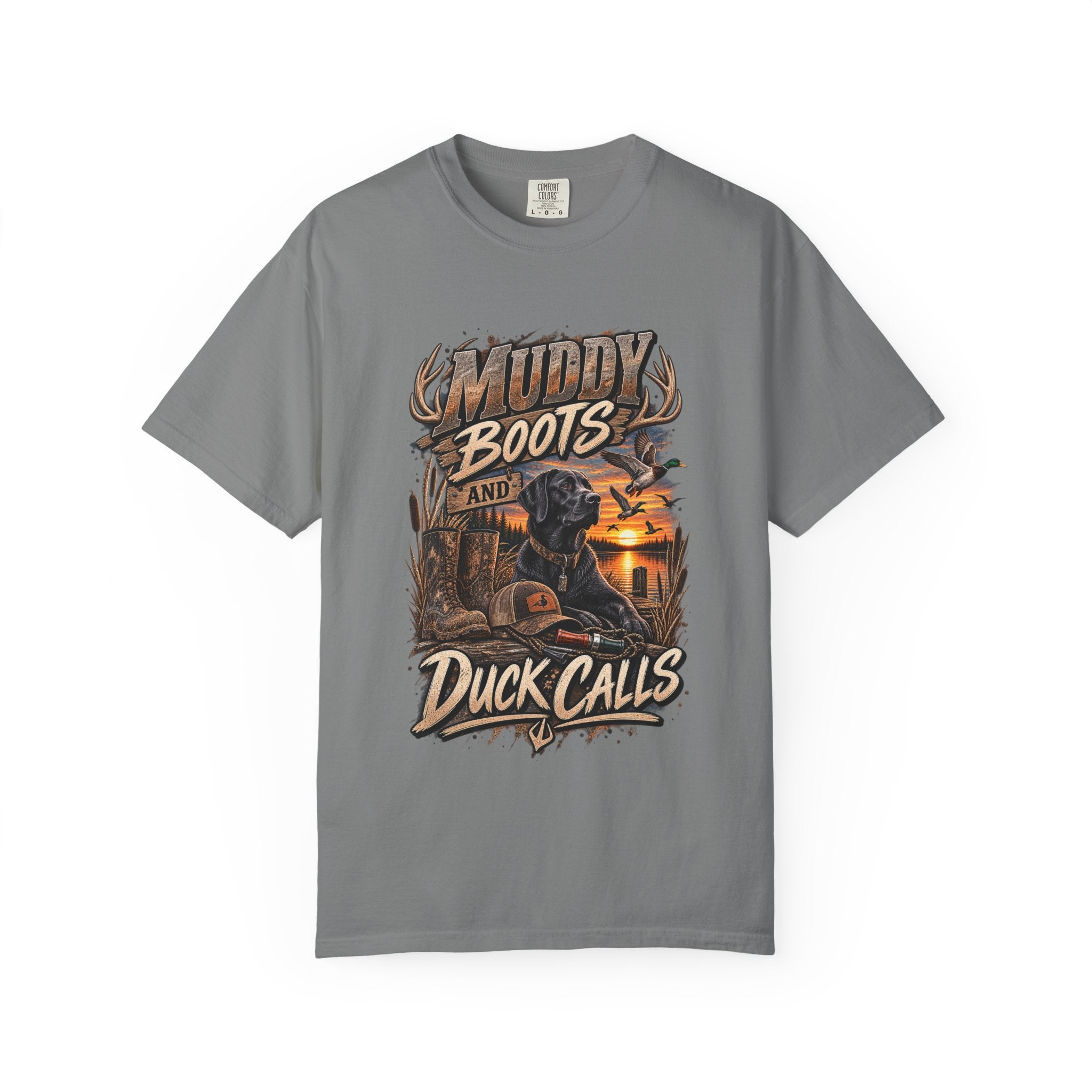 Duck Hunting T-Shirt — "Muddy Boots and Duck Calls" Graphic Tee for Hunters