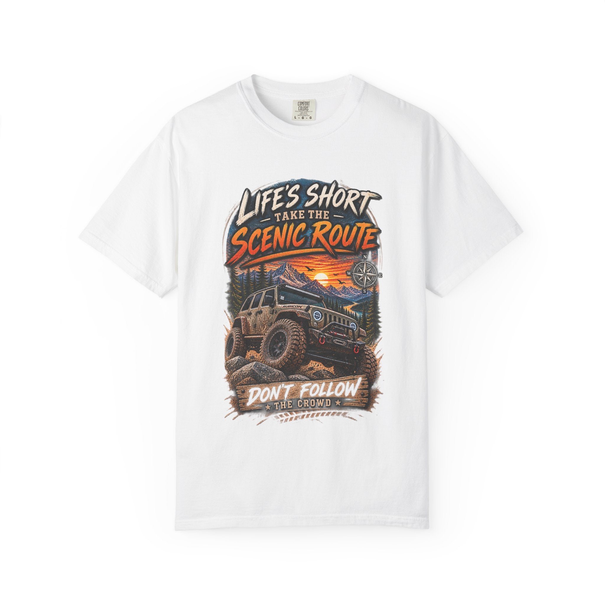 Scenic Route Off-Road T-Shirt — "Life's Short, Take the Scenic Route" Jeep Adventure Tee