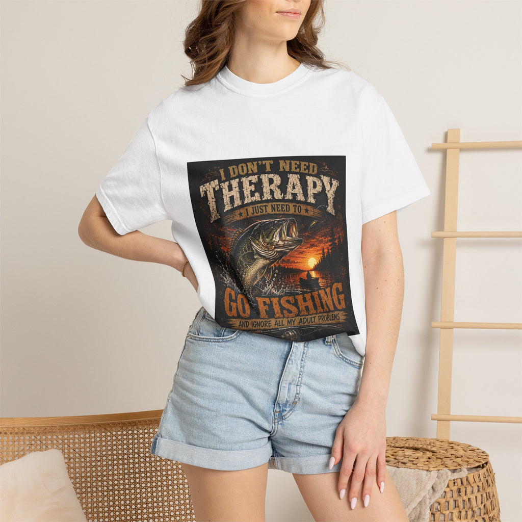 Fishing Therapy T-Shirt — “I Don’t Need Therapy, I Just Need To Go Fishing” Fishing Graphic Tee