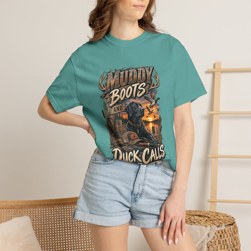 Duck Hunting T-Shirt — "Muddy Boots and Duck Calls" Graphic Tee for Hunters