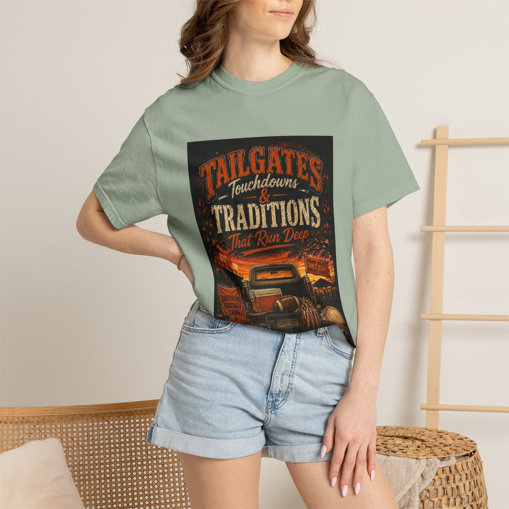 Tailgates & Touchdowns T-Shirt — Tailgate Traditions Football Game Day Tee