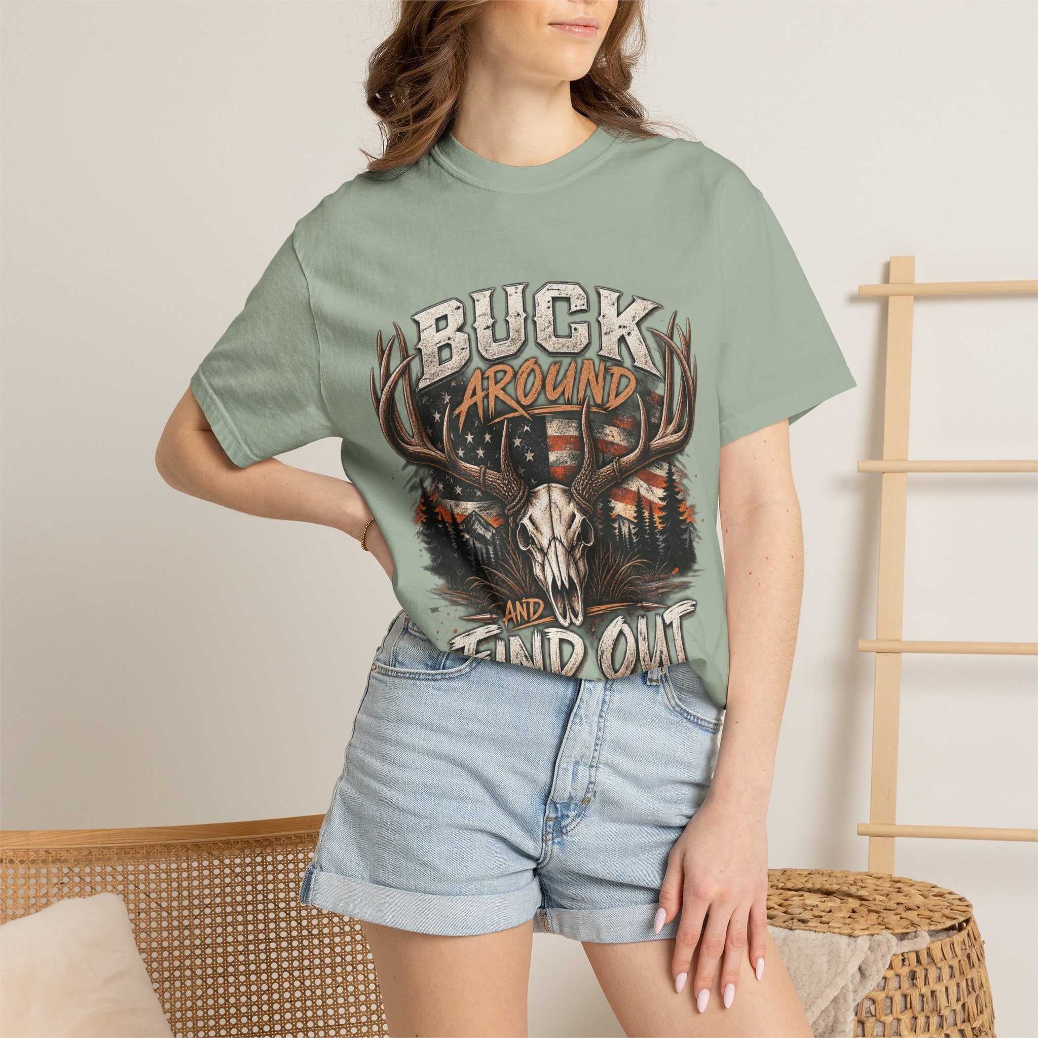 Buck Around And Find Out T-Shirt — Vintage Deer Skull Hunting Tee