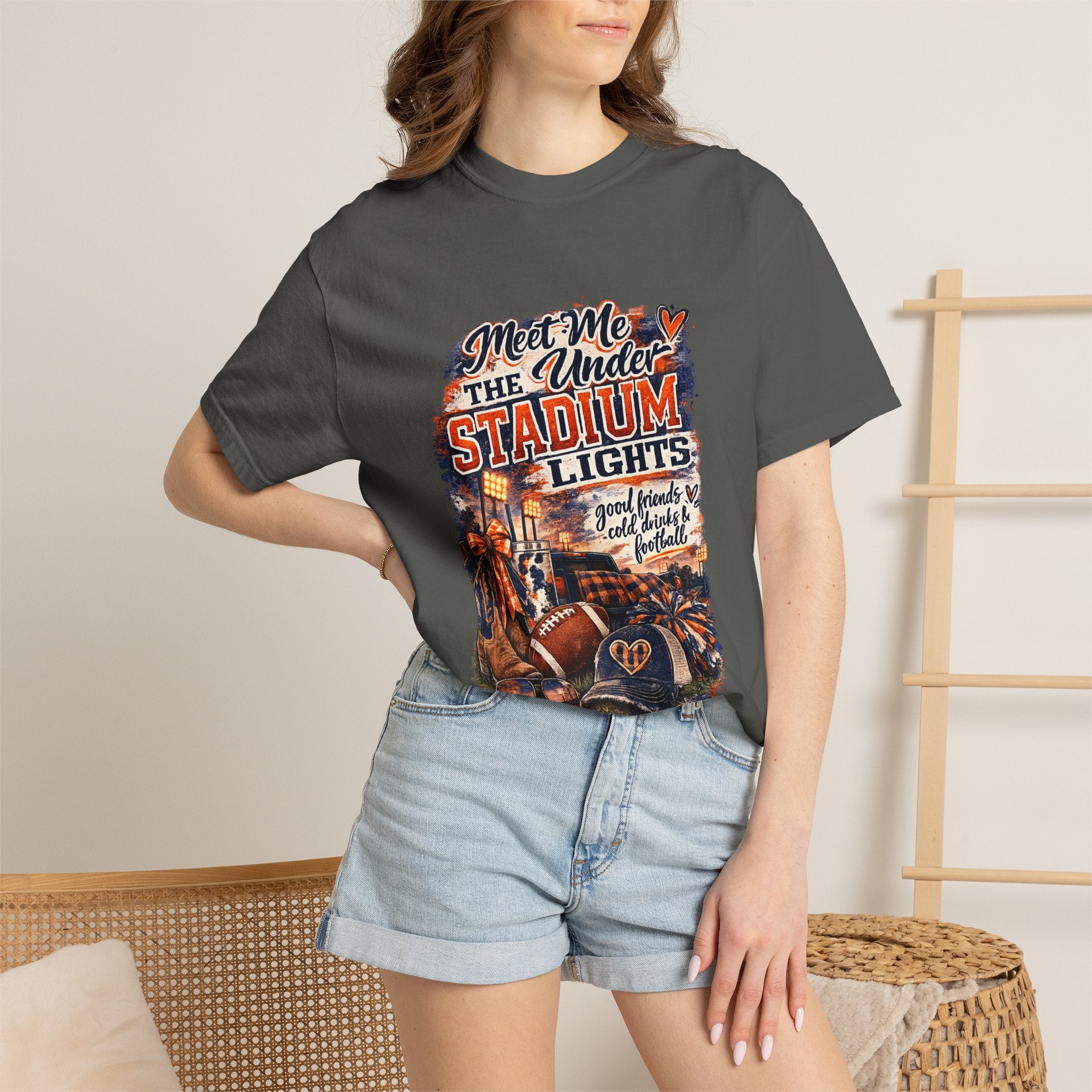 Stadium Lights Football Graphic T-Shirt — "Meet Me Under the Stadium Lights"