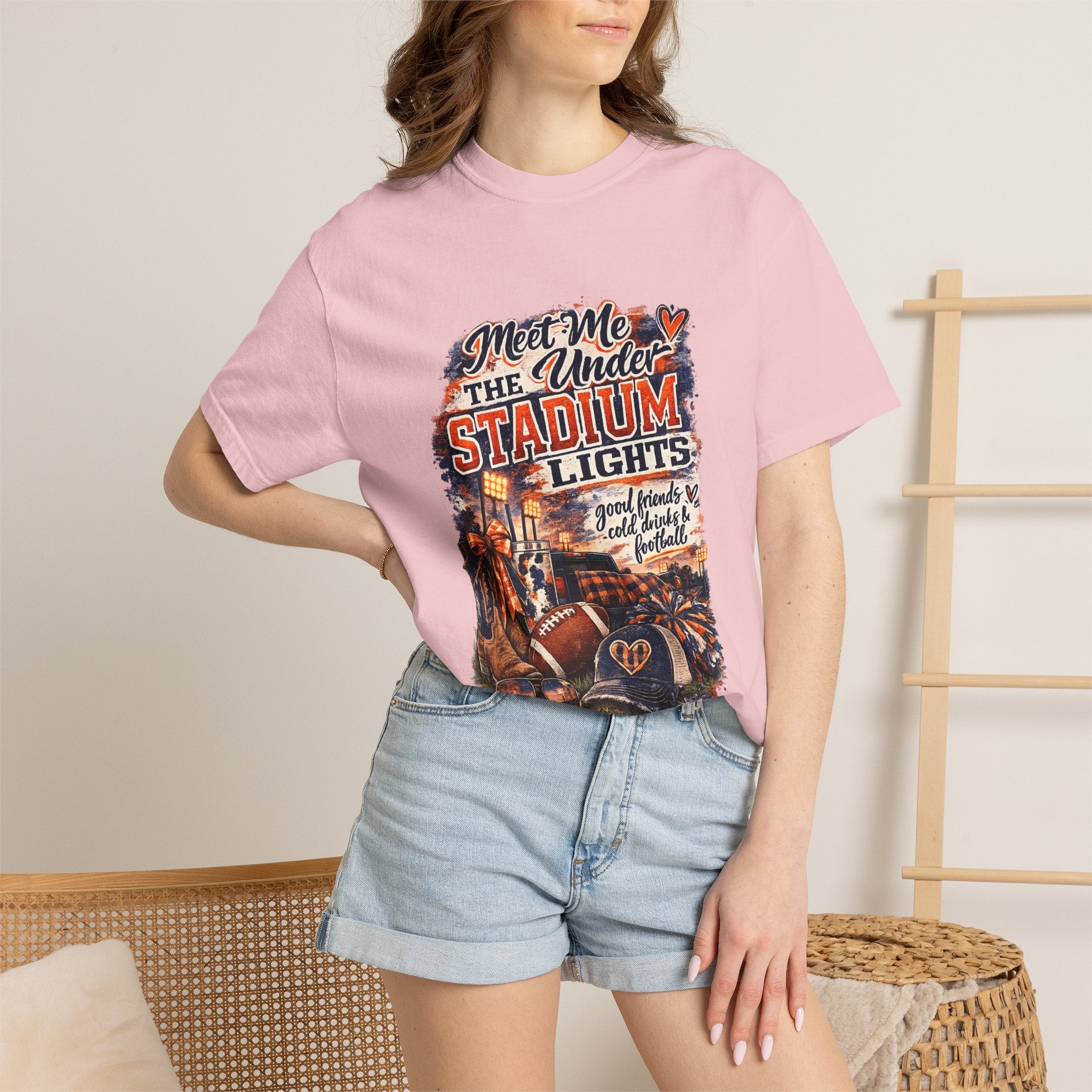 Stadium Lights Football Graphic T-Shirt — "Meet Me Under the Stadium Lights"