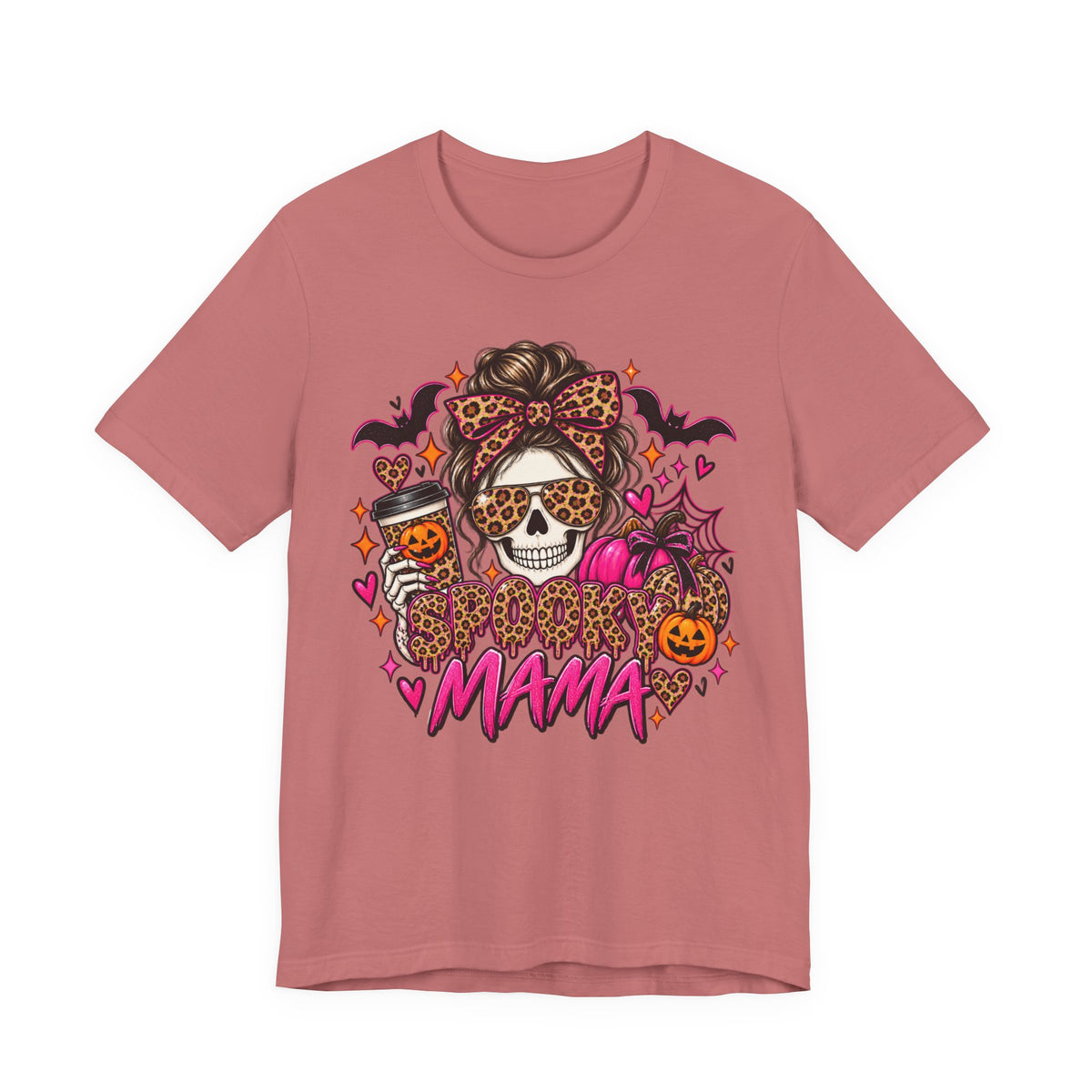 Spooky Mama – Leopard Print Halloween Graphic Tee