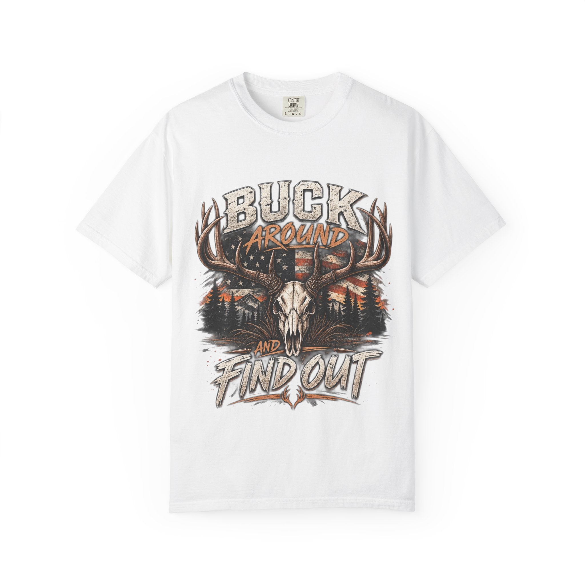 Buck Around And Find Out T-Shirt — Vintage Deer Skull Hunting Tee