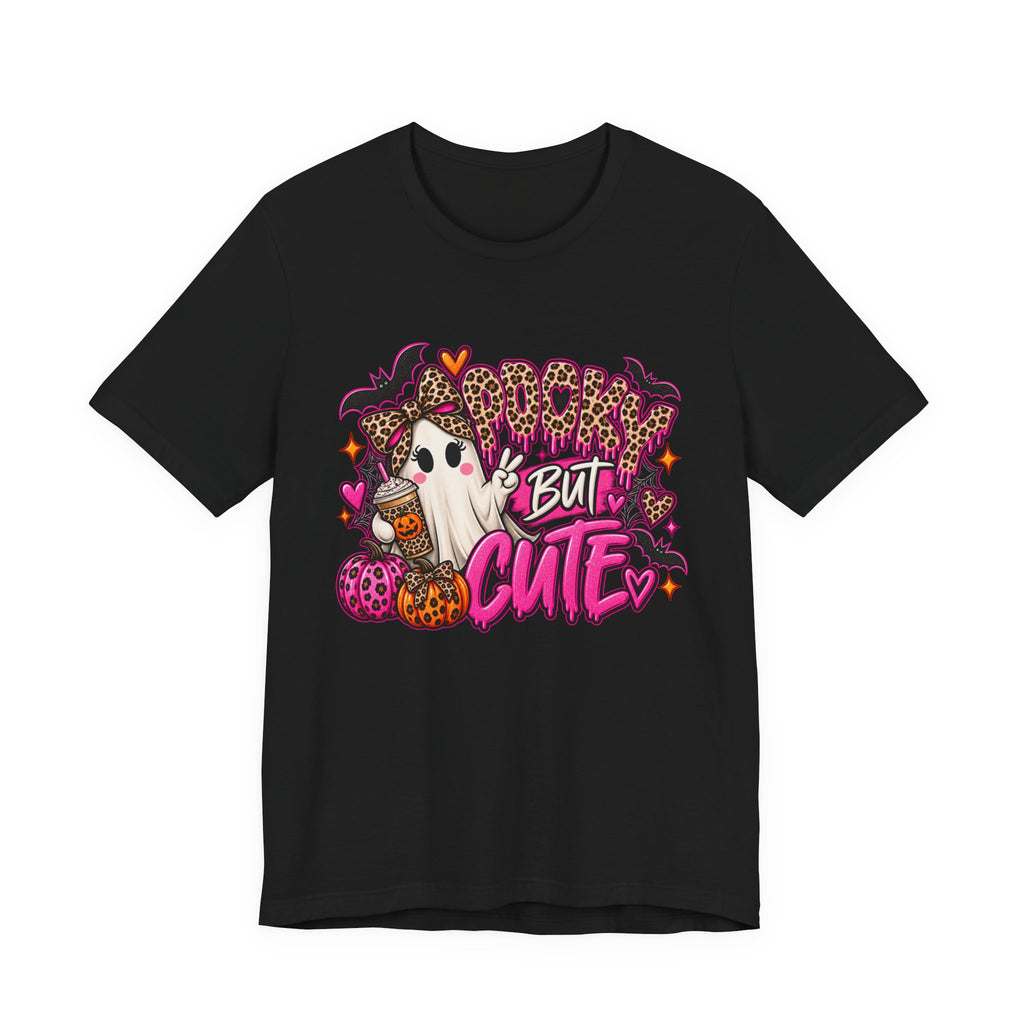 Spooky But Cute – Leopard Print Ghost Halloween Graphic Tee