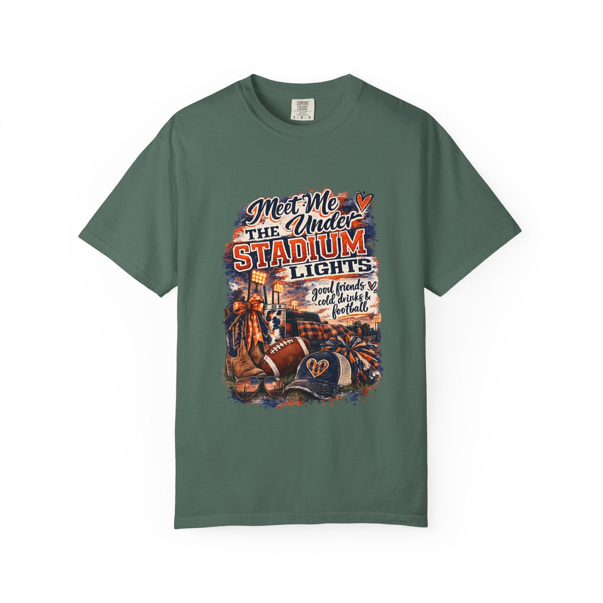 Stadium Lights Football Graphic T-Shirt — "Meet Me Under the Stadium Lights"