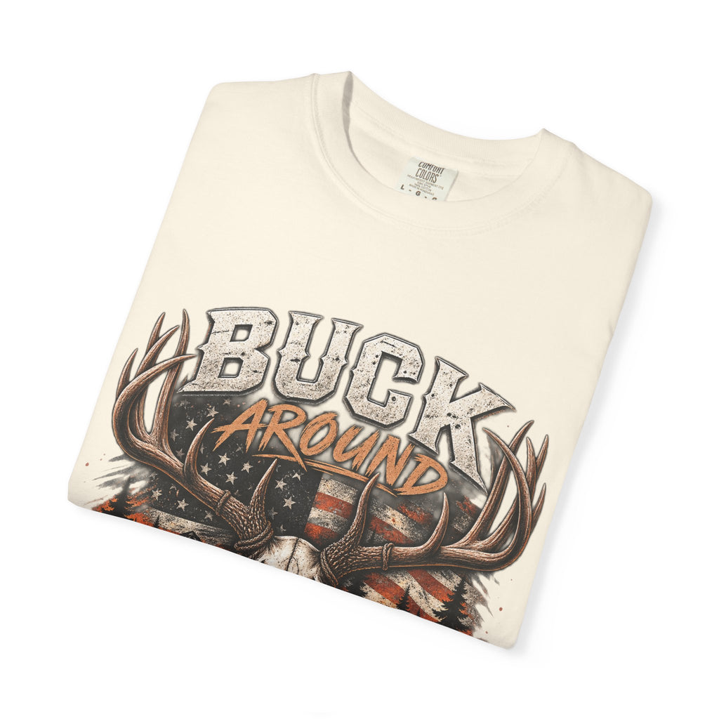 Buck Around And Find Out T-Shirt — Vintage Deer Skull Hunting Tee