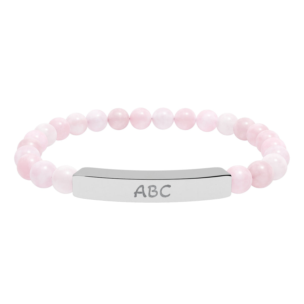 Personalized Natural Stone Beaded Bracelet with Engraved Bar