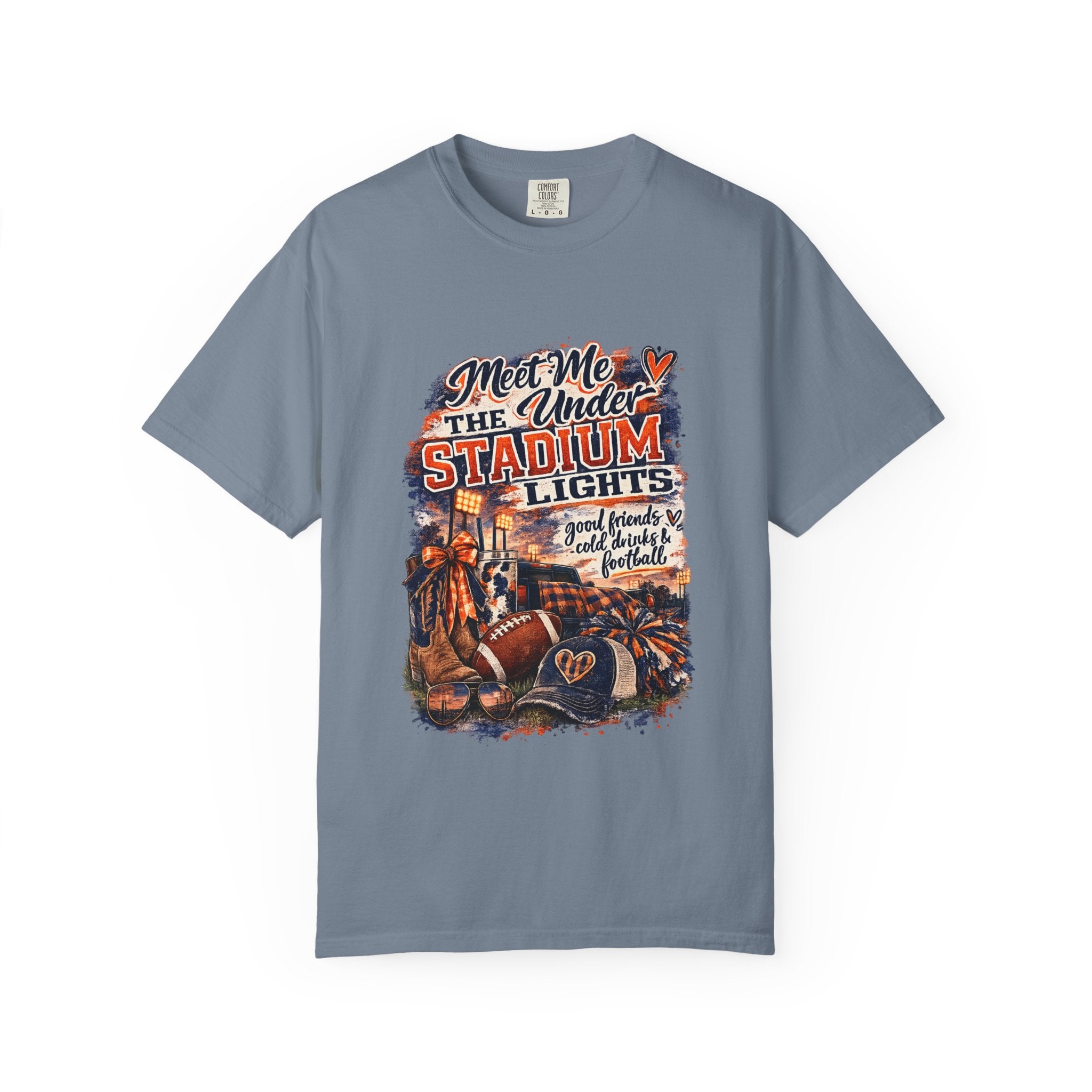 Stadium Lights Football Graphic T-Shirt — "Meet Me Under the Stadium Lights"