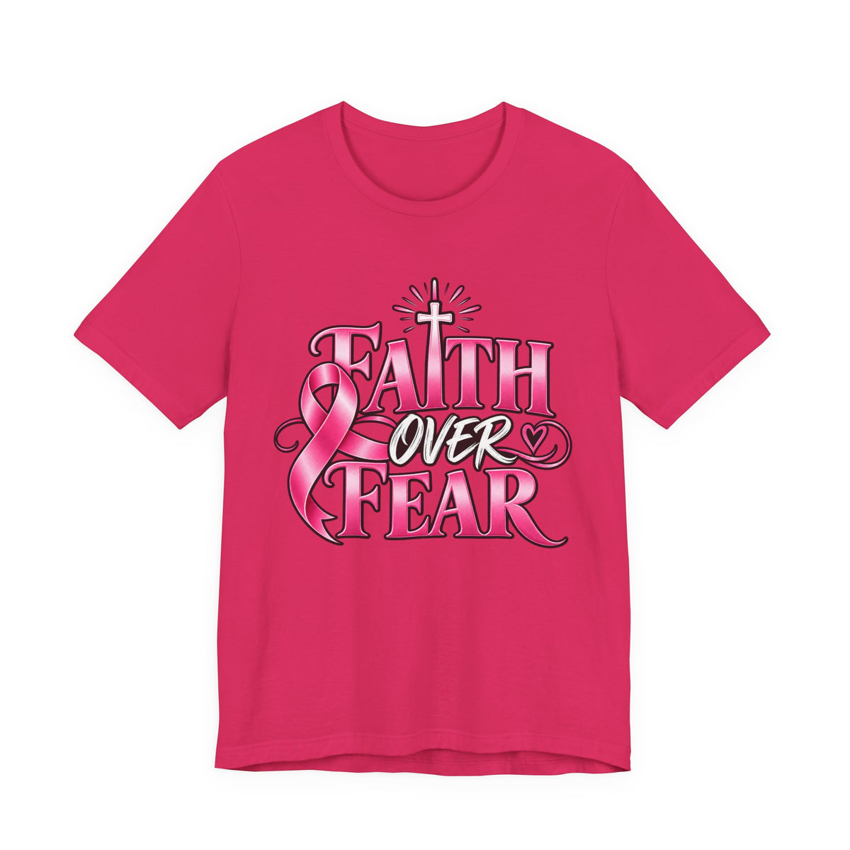Faith Over Fear Breast Cancer Awareness Shirt – Pink Ribbon Graphic Tee