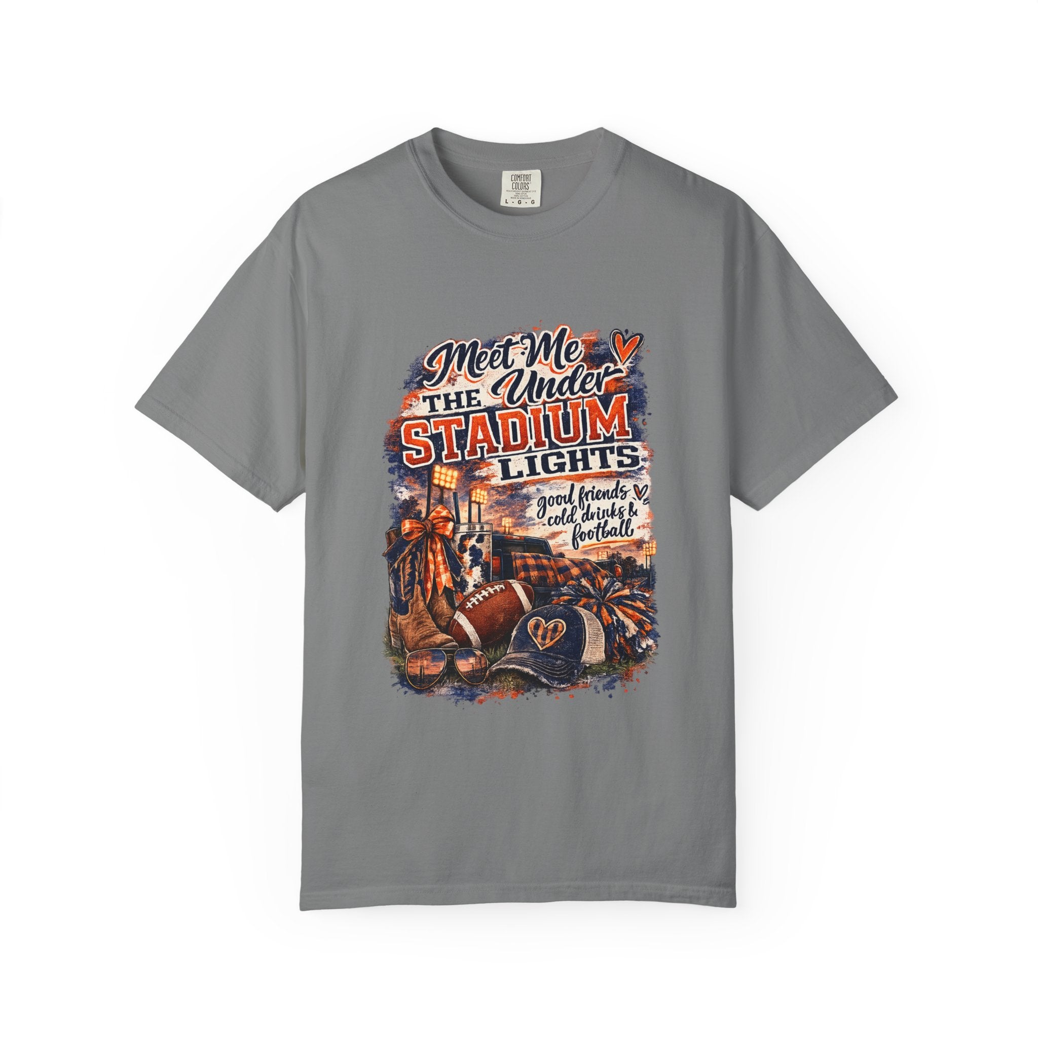 Stadium Lights Football Graphic T-Shirt — "Meet Me Under the Stadium Lights"