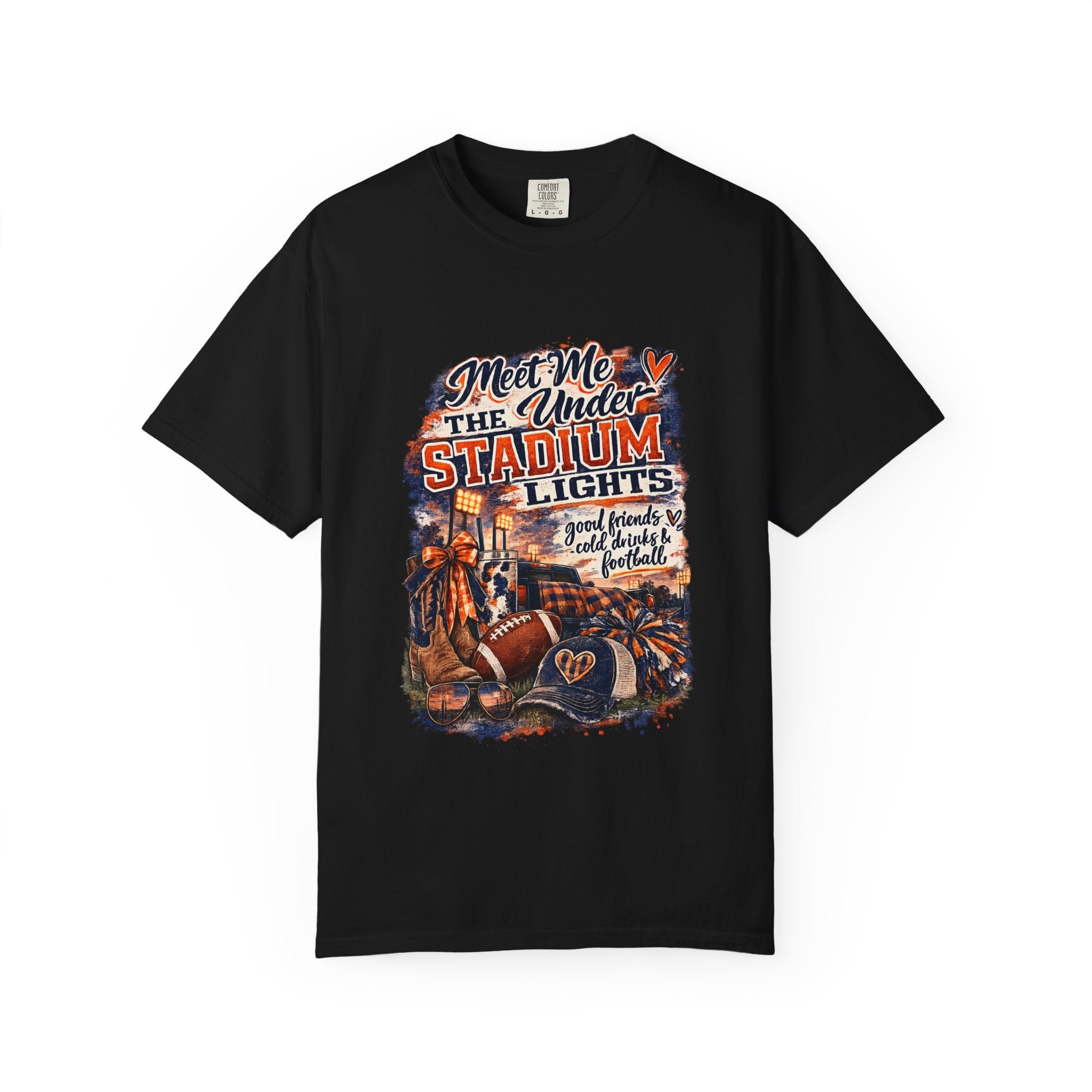 Stadium Lights Football Graphic T-Shirt — "Meet Me Under the Stadium Lights"