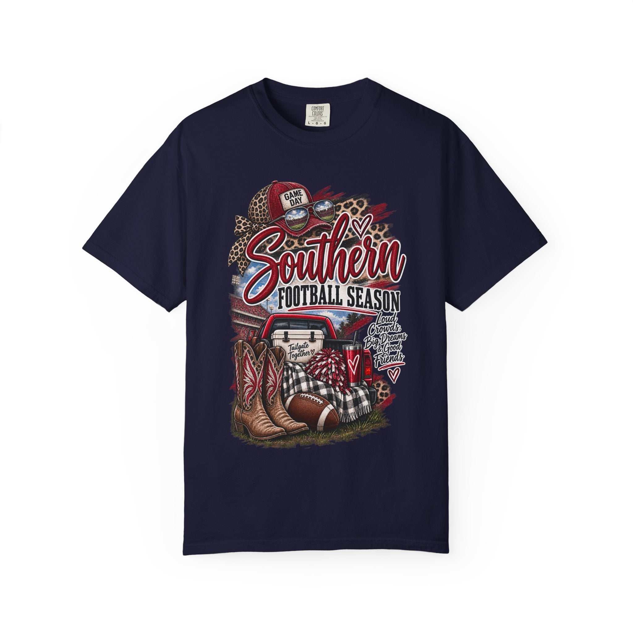Southern Football Season T-Shirt — Vintage Truck, Cowboy Boots & Helmet Tailgate Tee