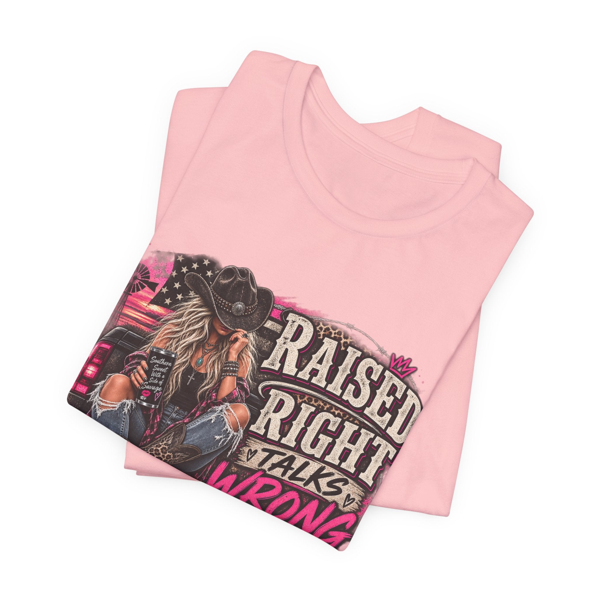 Raised Right Talks Wrong Graphic Tee — Country Cowgirl Western Shirt