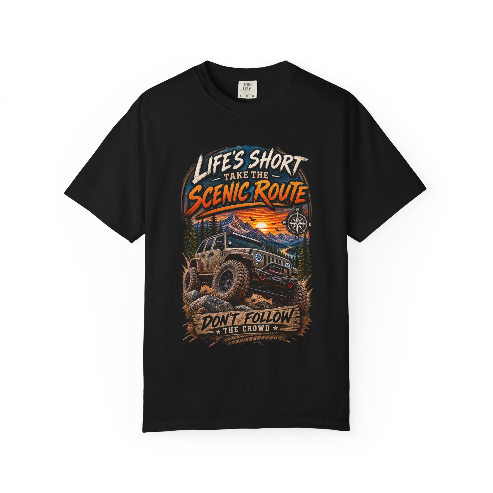 Scenic Route Off-Road T-Shirt — "Life's Short, Take the Scenic Route" Jeep Adventure Tee
