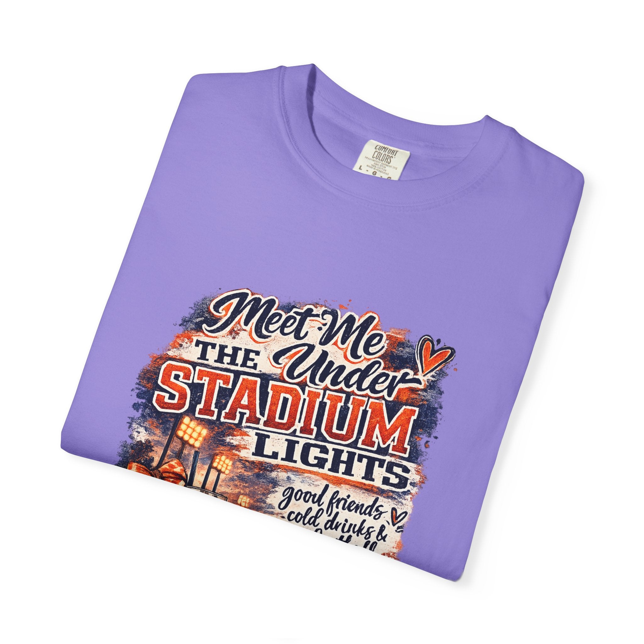 Stadium Lights Football Graphic T-Shirt — "Meet Me Under the Stadium Lights"