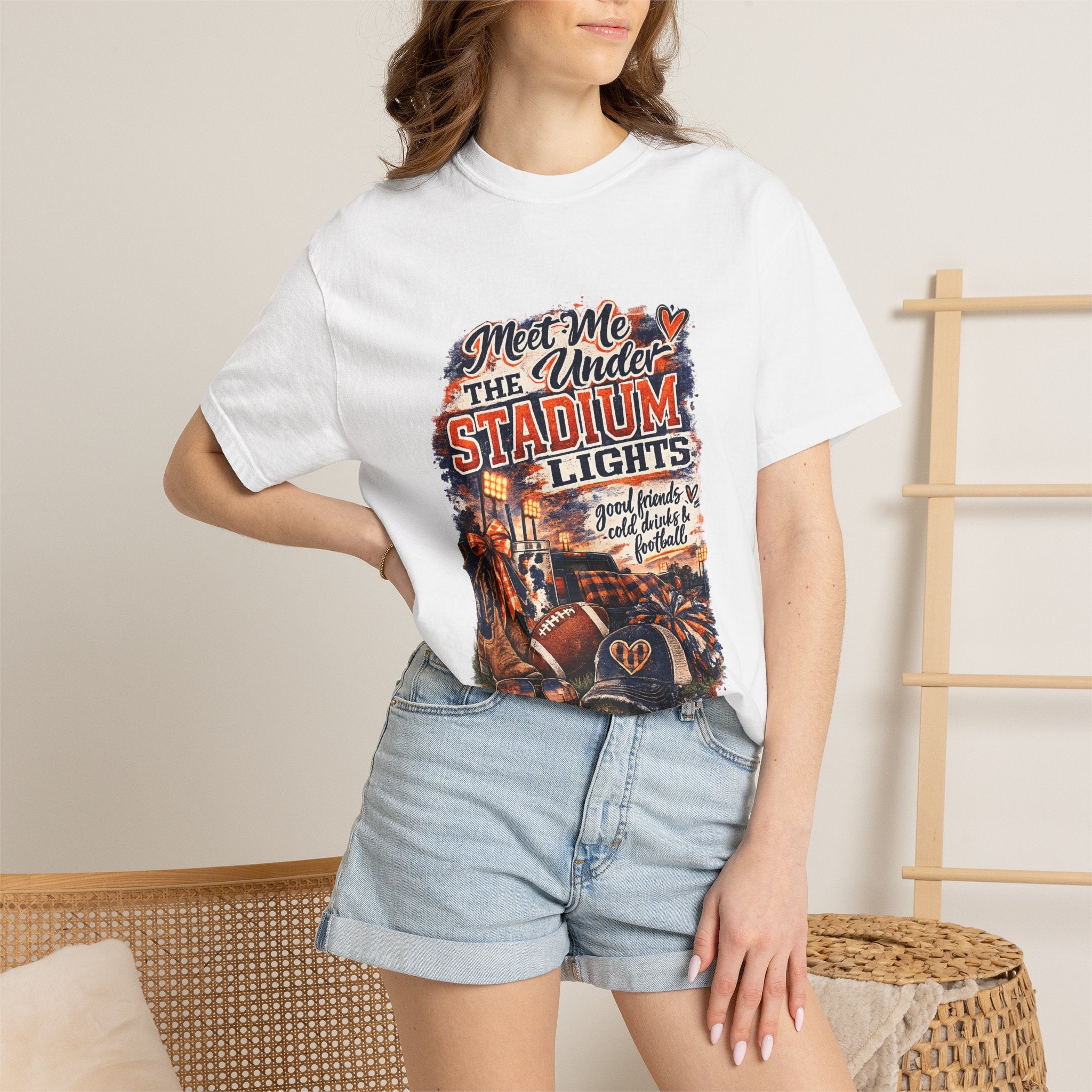 Stadium Lights Football Graphic T-Shirt — "Meet Me Under the Stadium Lights"