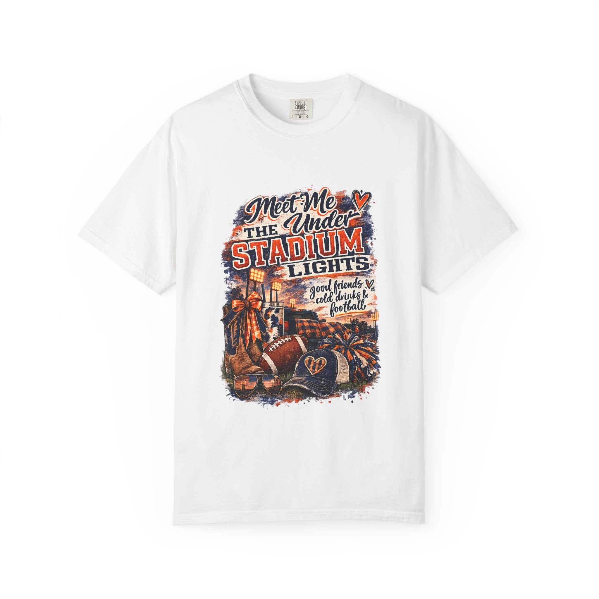Stadium Lights Football Graphic T-Shirt — "Meet Me Under the Stadium Lights"