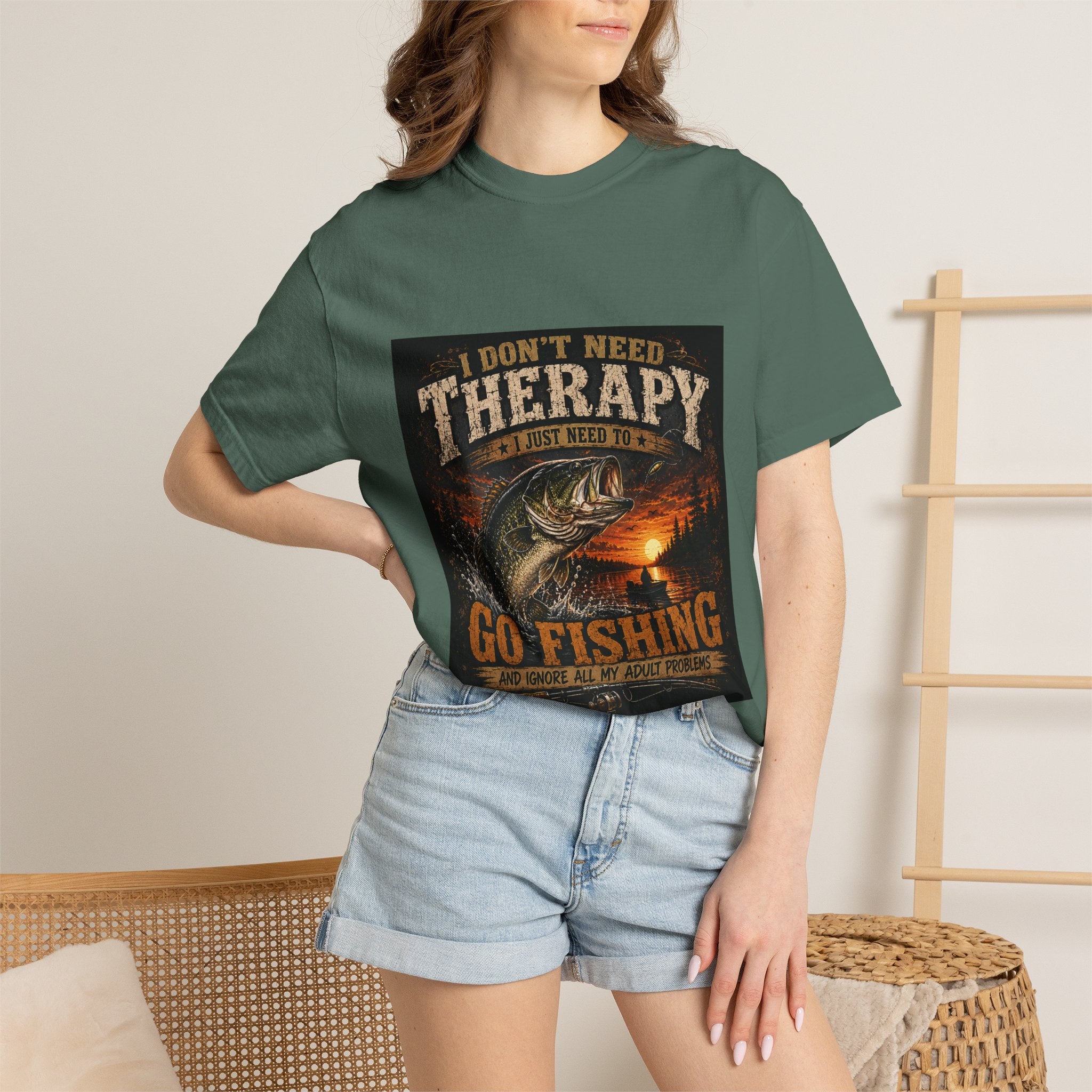 Fishing Therapy T-Shirt — “I Don’t Need Therapy, I Just Need To Go Fishing” Fishing Graphic Tee