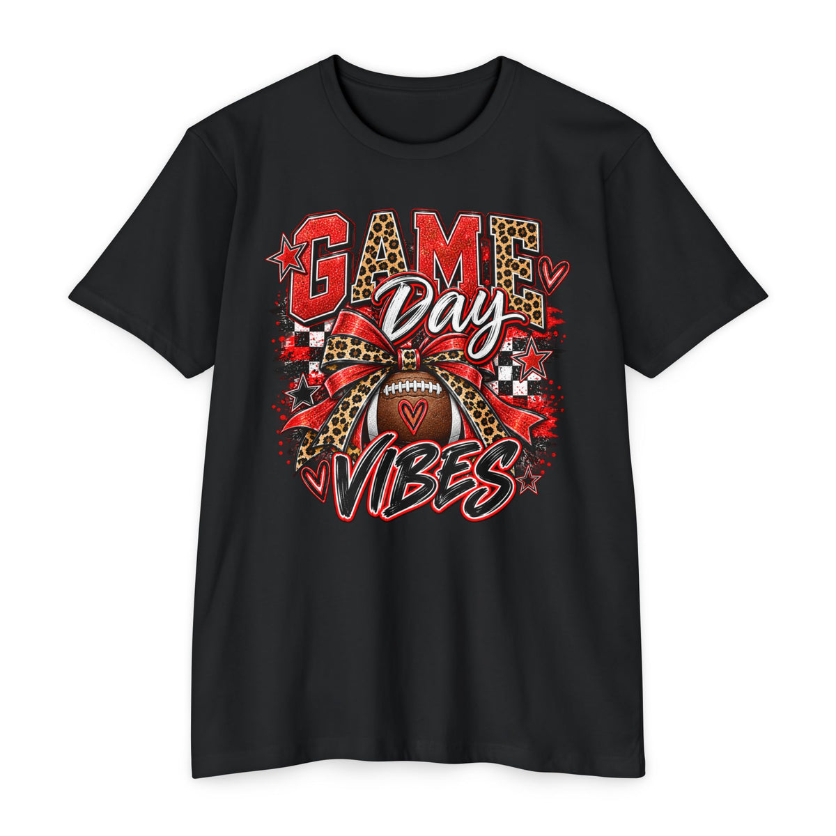Game Day Vibes – Red & Black Football Graphic Tee
