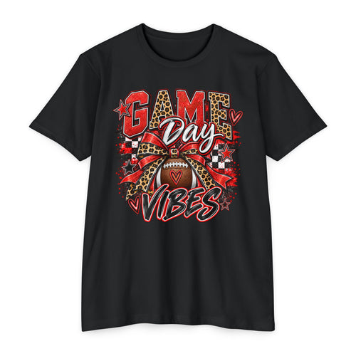 Game Day Vibes – Red & Black Football Graphic Tee