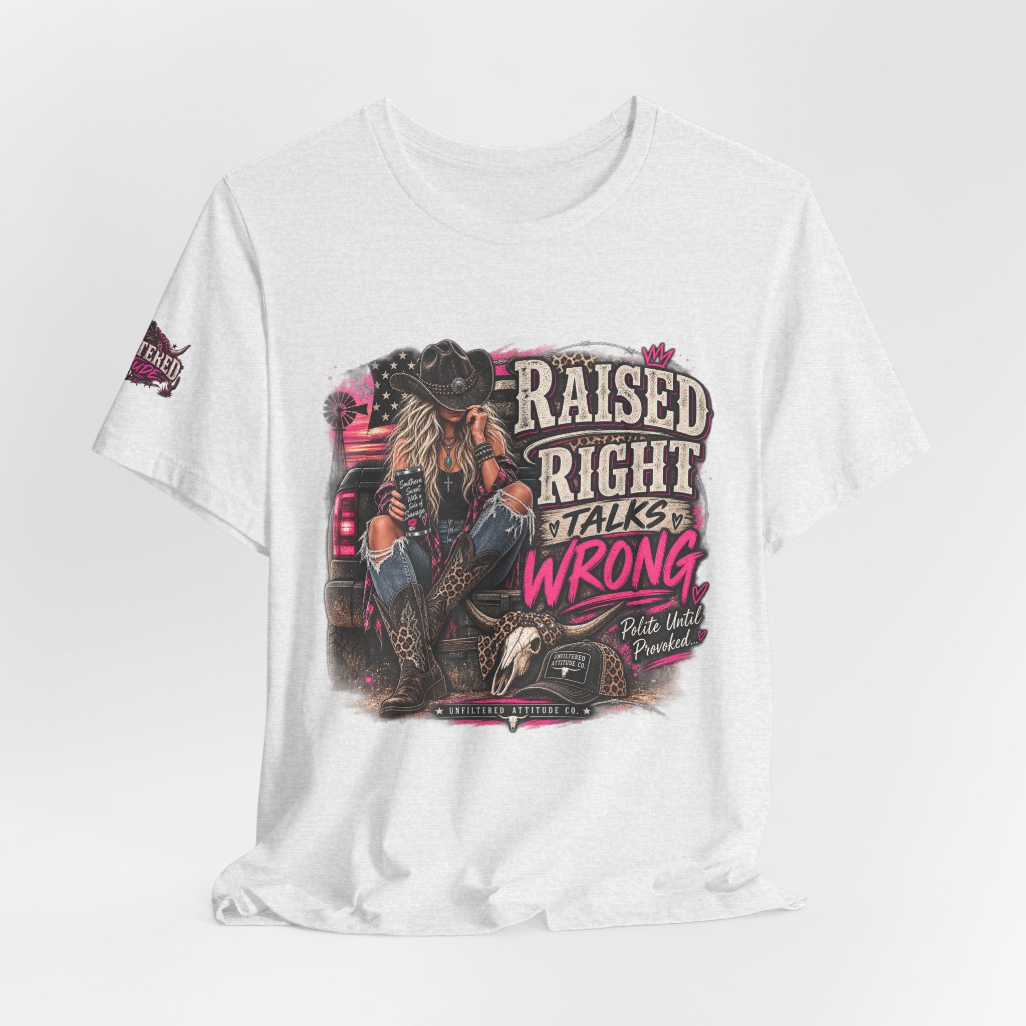 Raised Right Talks Wrong Graphic Tee — Country Cowgirl Western Shirt
