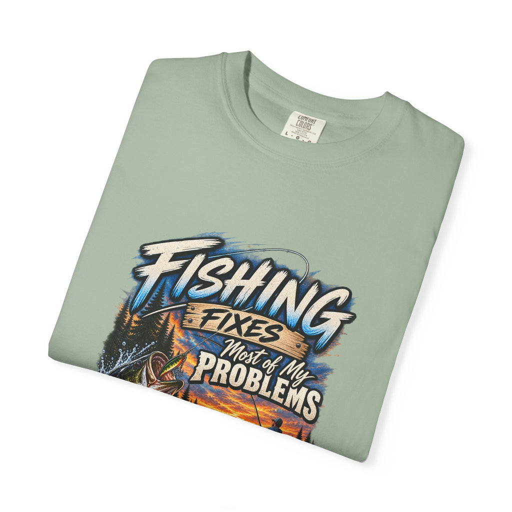 Fishing Fixes Most of My Problems T-Shirt — Bass Sunset Fishing Tee