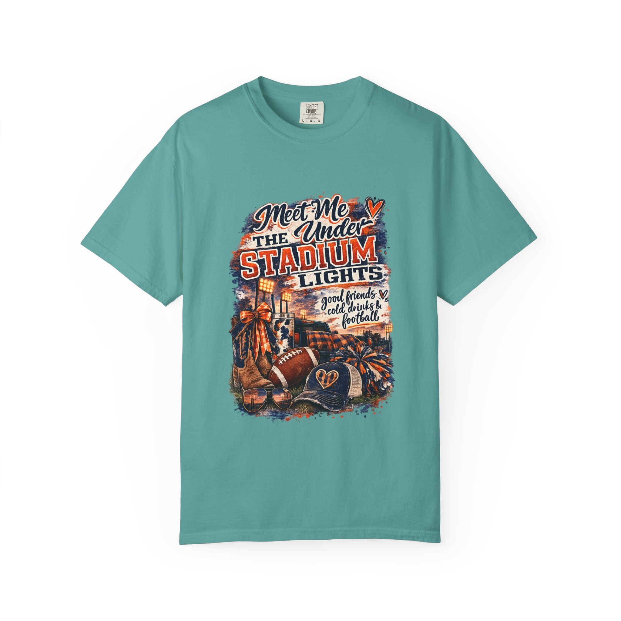 Stadium Lights Football Graphic T-Shirt — "Meet Me Under the Stadium Lights"