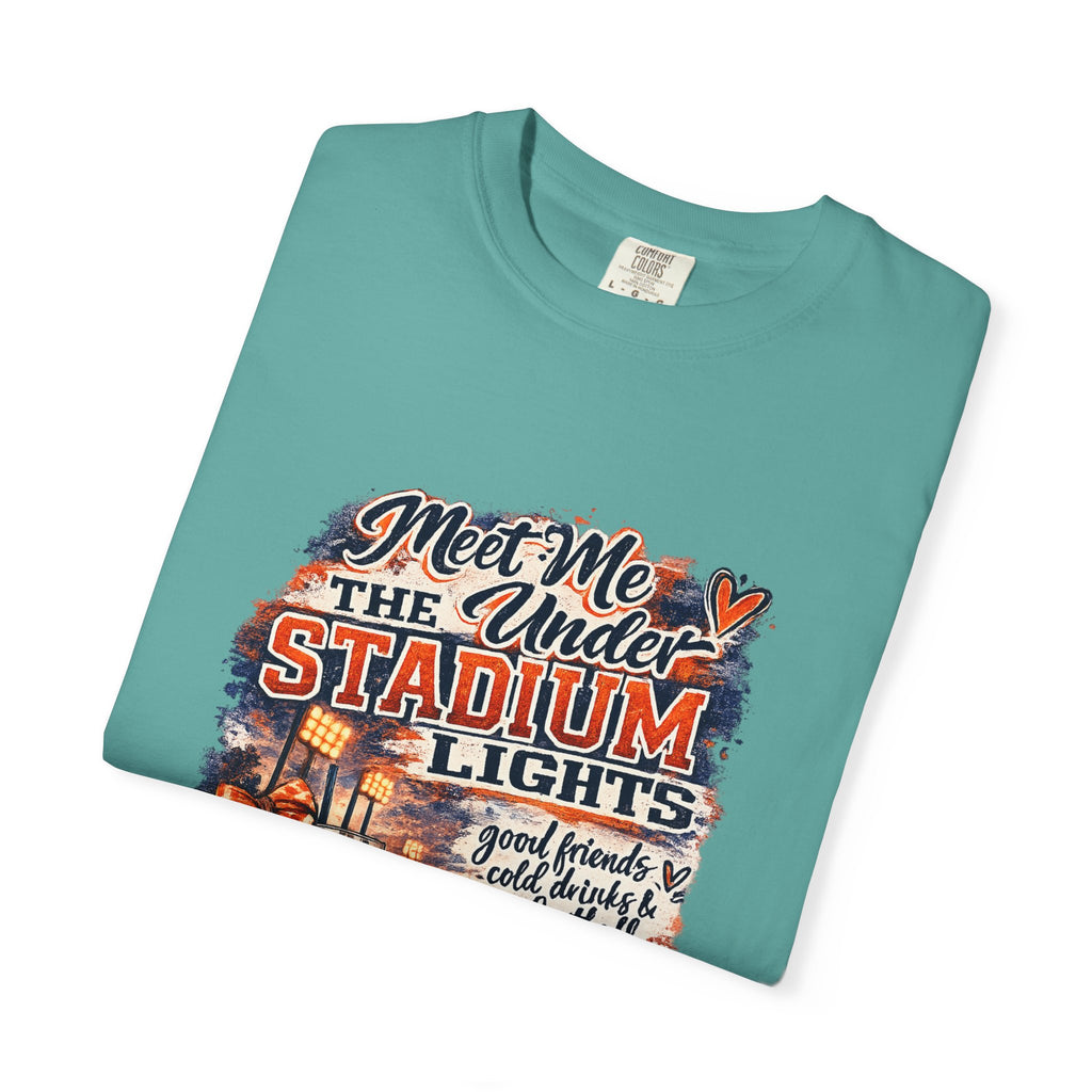 Stadium Lights Football Graphic T-Shirt — "Meet Me Under the Stadium Lights"
